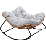 Fauteuil � bascule en r�sine tress�e coussin gris canggu