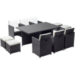 Concept - usine - table et chaises 10 places encastrables rsine noir / blanc monaco