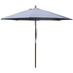 Concept - usine - parasol en bois rond diamètre 2, 7 m toile grise napoli Concept - usine - parasol en bois rond diamètre 2, 7 m toile grise napoli