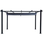 Pergola auto - port�e 3 x 4 m avec toile r�tractable grise nila