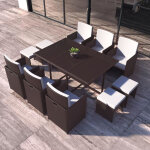 Concept - usine - salon de jardin encastrable marron / blanc 10 places florida Concept - usine - salon de jardin encastrable marron / blanc 10 places florida