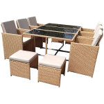 Concept - usine - salon de jardin encastrable résine tressée naturel 10 places florida Concept - usine - salon de jardin encastrable résine tressée naturel 10 places florida