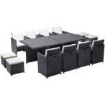 Concept - usine - table et chaises 12 places encastrables r�sine noir / blanc monaco