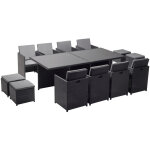 Concept - usine - table et chaises 12 places encastrables en résine noir / gris monaco Concept - usine - table et chaises 12 places encastrables en résine noir / gris monaco