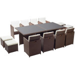 Concept - usine - table et chaises 12 places encastrables r�sine marron / blanc monaco