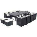 Concept - usine - table et chaises 12 places encastrables r�sine noir / blanc miami