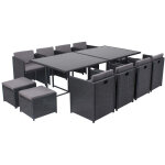 Concept - usine - table et chaises 12 places encastrables en résine noir / gris miami Concept - usine - table et chaises 12 places encastrables en résine noir / gris miami