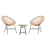 Concept - usine - acapulco - ensemble de 2 fauteuils et table basse beige