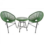Concept - usine - salon de jardin 2 fauteuils ronds et table basse vert acapulco