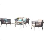 Concept - usine - salon jardin alu et corde gris clair anahma