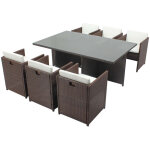 Concept - usine - table et chaises 6 places encastrables résine marron / blanc miami Concept - usine - table et chaises 6 places encastrables résine marron / blanc miami