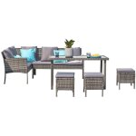 Concept - usine - salon de jardin 8 places en r�sine noir gris cordoba