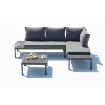 Concept - usine - salon de jardin 4 places en aluminium et acier gris fonc lolea
