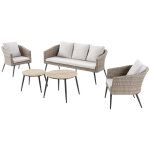 Concept - usine - salon de jardin scandinave 5 places en rsine effet rotin et noir tibouta