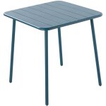 Table de jardin 4 places carre en acier bleu bergame