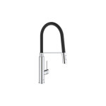 Grohe - concetto mitigeur cuisine semi - pro avec flexible hyginique noir et douchette 2 jets, chrome ...