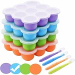 Cong�lation b�b� food rangement nourriture en silicone, bac � gla�ons avec couvercle herm�tique pour ...
