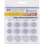 Conrad energy jeu de piles bouton 2 x cr 1025, 2 x cr 1620, 2 x cr 1632, 2 x cr 2016, 4 x cr 2430, 2 ...