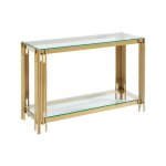 Pascal morabito - console avec 1 étagère en verre trempé et acier inoxydable - doré - nomelano de Pascal morabito - console avec 1 étagère en verre trempé et acier inoxydable - doré - nomelano de