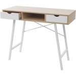 Console hhg 162, table de desserte / d'appoint, structure 3d, 100x40cm brun naturel, blanc