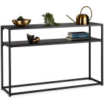Relaxdays - console, 2 �tages, en m�tal et bois mdf, peu encombrante, table d'appoint �troite, 70 x 110 ...
