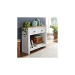 M&s - console 2 tiroirs 85x35x76 cm blanc et naturel - danilo