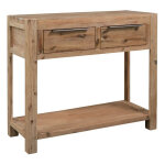 Les tendances ? console 2 tiroirs en acacia massif fonc� ? dimensions 82x73x33 cm ? finition brute pour ...