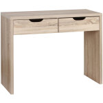 Console 2 tiroirs andy couleur bois naturel chne clair, h89 x p39 x l100 cm - pegane -