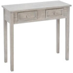 Console de 2 tiroirs en bois blanchi - l80 x p30 x h76 cm - pegane -