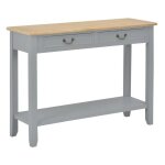 Console 2 tiroirs bois gris et paulownia clair carla