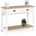 Console 2 tiroirs campagne isis 1 �tag�re bois et blanc