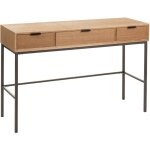 Console 3 tiroirs en bois et métal naturel 120 cm Console 3 tiroirs en bois et métal naturel 120 cm
