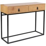 The home deco factory ? console en bois mdf et m�tal noir ? dimensions l 100 x l 35 x h 80, 5 cm ? 2 ...