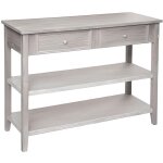 Console en bois de paulownia / mdf avec 2 tiroirs coloris beige - longueur 110 x profondeur 40 x hauteur ...