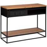 Atmosphera - meuble console 1 porte en bois et mtal noir industriel 110 x 85. 5 cm