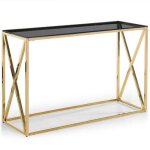 Console design en verre gladis 120cm or & noir Console design en verre gladis 120cm or & noir