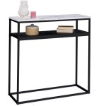 Console double alaska effet marbre et bois noir pied métal Console double alaska effet marbre et bois noir pied métal