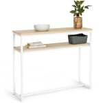 Console double detroit design industriel bois et m�tal blanc