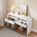 Console d'entr�e avec 2 tiroirs et �tag�res ouvertes, mdf, 120x35, 5x76, 5 cm - blanc