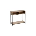 Console d'entr�e en bois et m�tal noir � 2 casiers 80x30x75cm