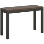 Console extensible 120cm ouvert 120x90 ou 200x90 bois noyer et pieds mtal anthracite evy