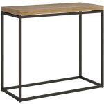 Console extensible 4 places bois clair et pieds fins mtal anthracite 45  90 cm noro