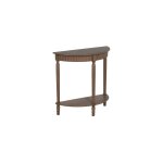 Console marron demi - lune en bois 71x30x71cm