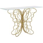 Mauroferretti - console en mtal et verre butterfly 110 x 40 x 76 cm