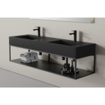 Console m�tallique suspendue pour vasque 150s - noir mat - convient � la double vasque twg16 - bernstein ...