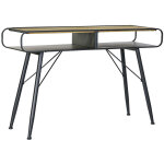 Console meuble console en bois de sapin coloris marron clair et mtal noir - longueur 120 x profondeur ...