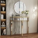 Console meuble entre salon: petite table console design en verre miroir meuble d'appoint pour chambre ...