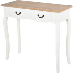Console style table de drapier style shabby chic 2 tiroirs dim. 87l x 34l x 78h cm mdf bois massif pin ...