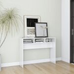 Maison chic - console table d'appoint - meuble d'entr�e blanc brillant 105x30x80 cm agglom�r� bv463802 ...