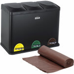 Wellhome - conteneur de tri sélectif et recyclage écologique 45 l (3 x 15 l) avec pack 20 sacs poubelles ... Wellhome - conteneur de tri sélectif et recyclage écologique 45 l (3 x 15 l) avec pack 20 sacs poubelles ...